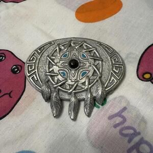 Vintage Native American Dream Catcher Turquoise Belt Buckle Bradford Exchange Lt